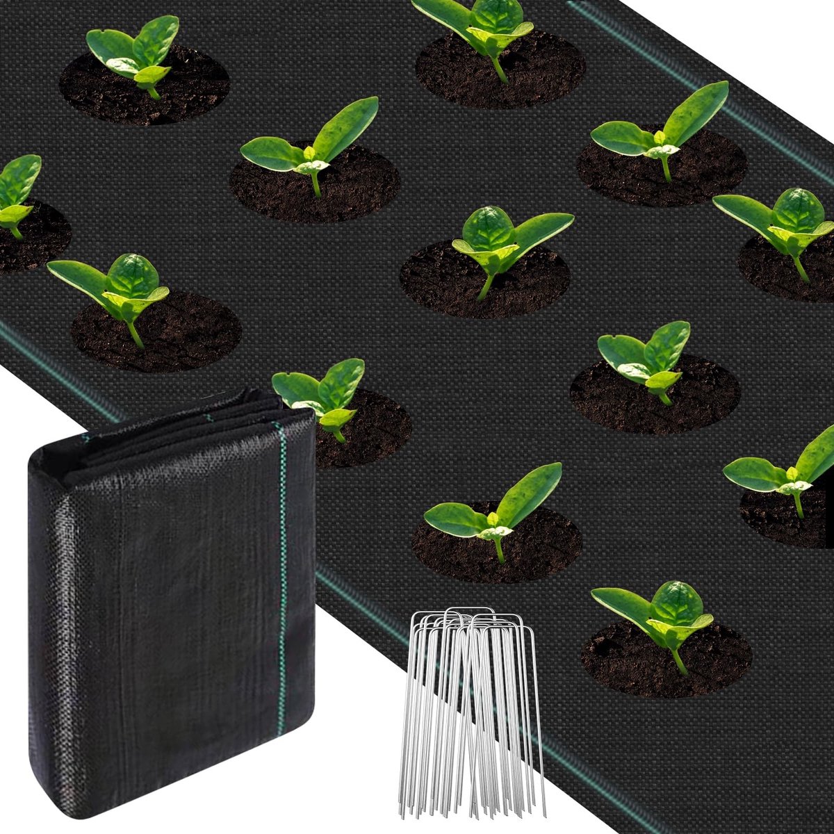 Dailygoody - Onkruiddoek extra sterk - Tuindoek tegen onkruid - Scheurvast - 2 x 3 m - Waterdoorlatend - Ideaal voor tuin - Inclusief 20 grondankers