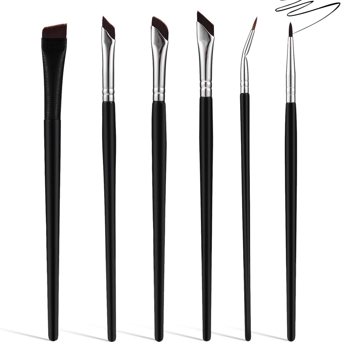 6pcs Oblique Eyeliner Brush Set - Precision Eyeliner - Eyebrows Makeup Brush Set - Ultra Flat Thin Brush voor Beauty Cosmetic Tool Make Up