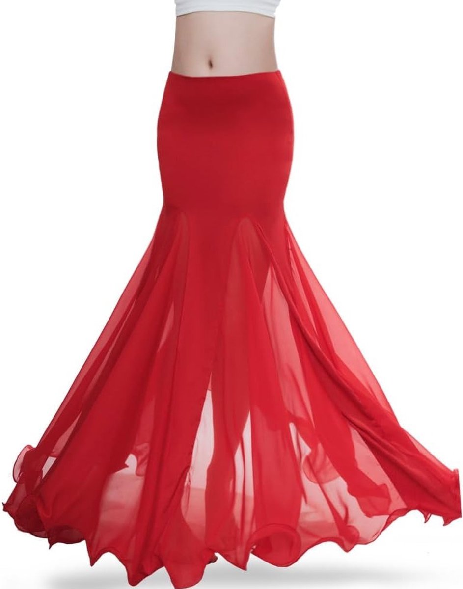 Sexy Chiffon Buikdansrok voor Dames | Lange Maxi Rok voor Buikdansen | Elegante Oriental Dance Outfit in Zwart
