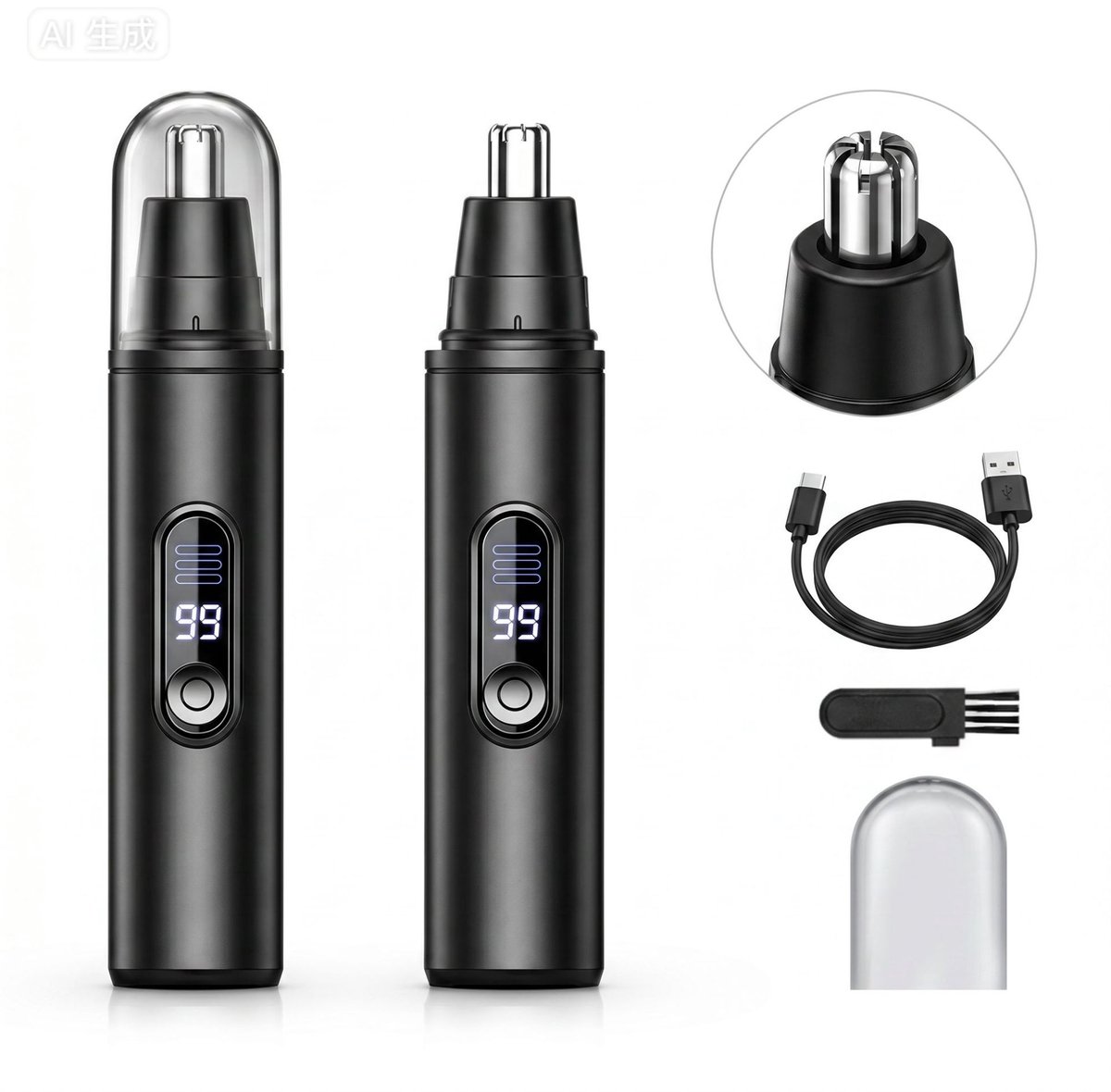 Neustrimmer - Neushaartrimmer - Oortrimmer - Baardtrimmer - Wenkbrauw Trimmer - Neushaartrimmers Heren - Neustrimmer Oplaadbaar - Led-Scherm - Dubbele Rand - Afspoelbaar - Usb Oplaadbaar - Voor Neus En Oorhaar - Voor Mannen En Vrouwen - Zwart