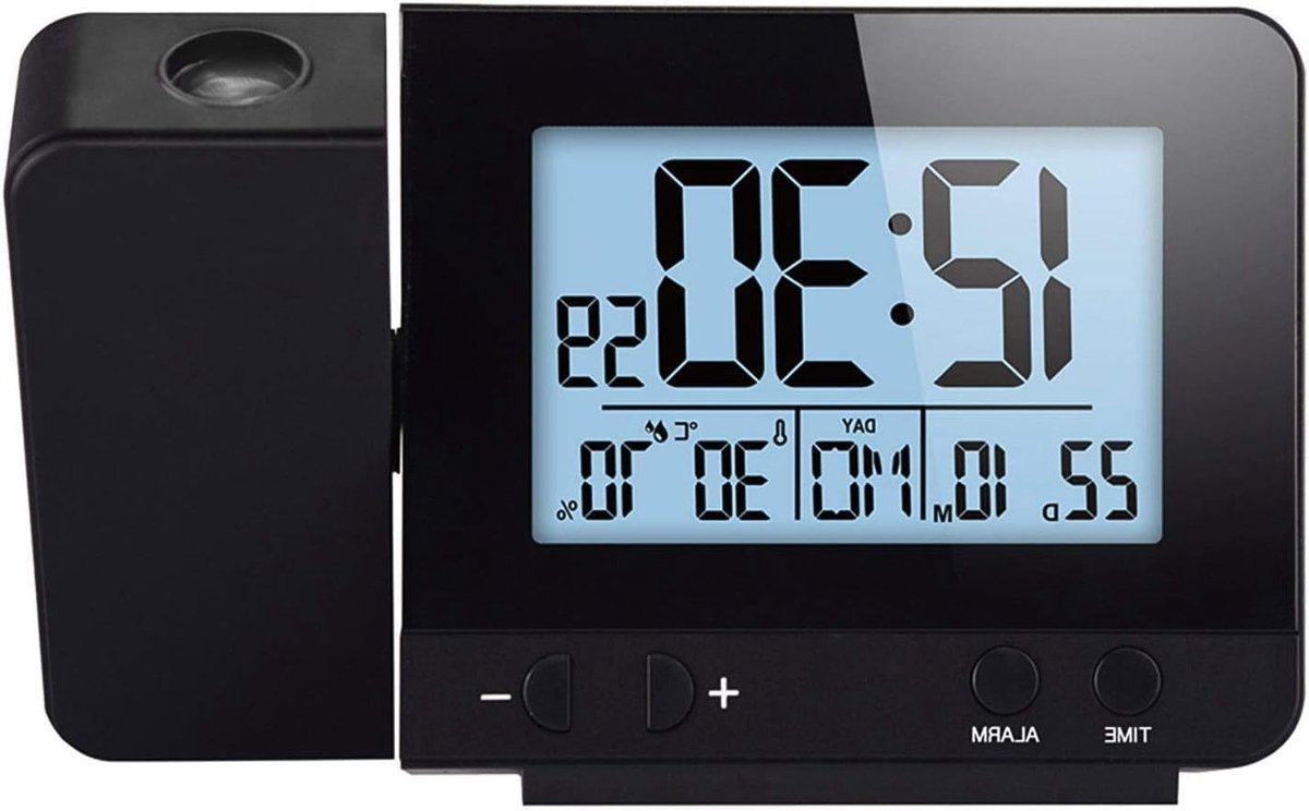 Digitale Projectie Alarmklok met Snooze, Temperatuurweergave en Verstelbare Helderheid voor Slaapkamer en Kantoor