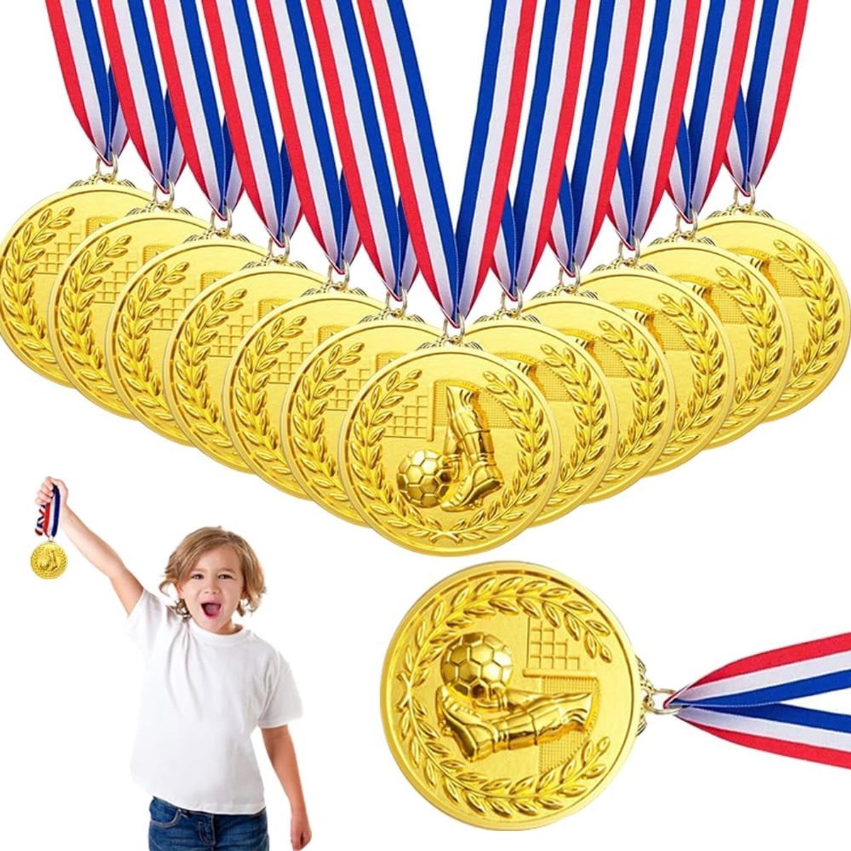 Medaille Set voor Kinderen - Sportmedailles voor Voetbalwedstrijden, Winnaars en Olympische Spelen, 12 Stuks in Diverse Kleuren
