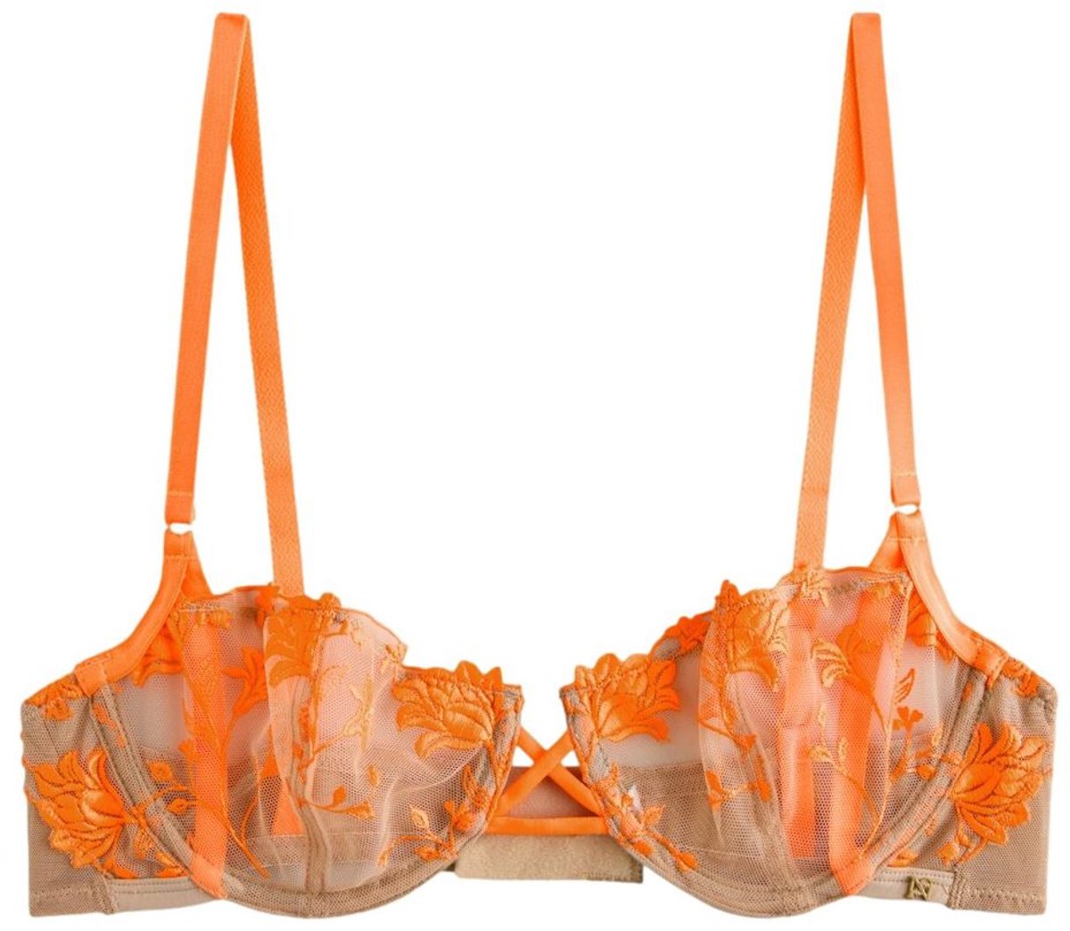 Next Dames - Premium geborduurde balkonbeha zonder vulling - Oranje Orange