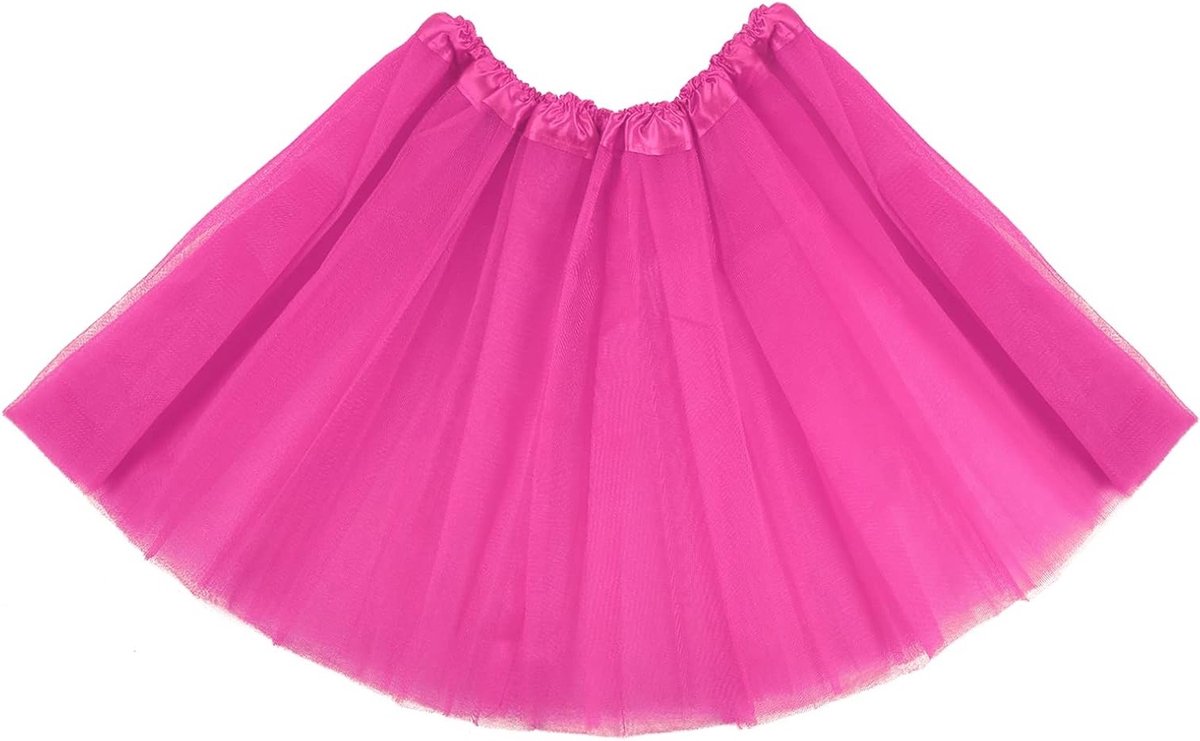 Vintage 50s Tulle Tutu Rok voor Dames - Elastische 3-Laags Ballonrok voor Feestjes en Halloween Kostuums in Roze, One Size