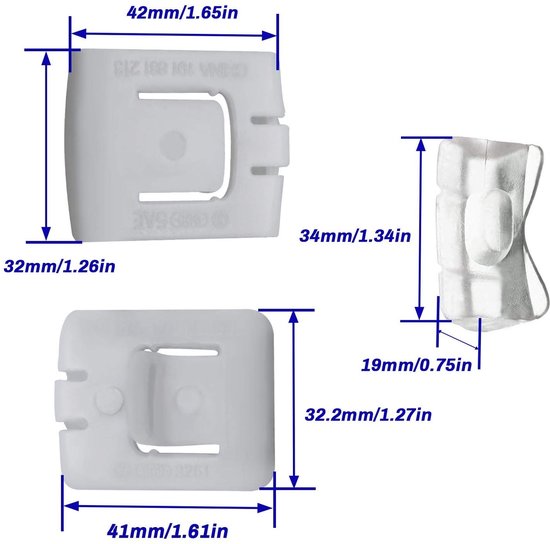 Allecto - Autostoelrail runner - Schuifregelaar set - Wit - Bevestigingsclips - Geschikt voor MK1 MK2 MK3 Golf - 6 stuks van Merkloos — afbeelding 2