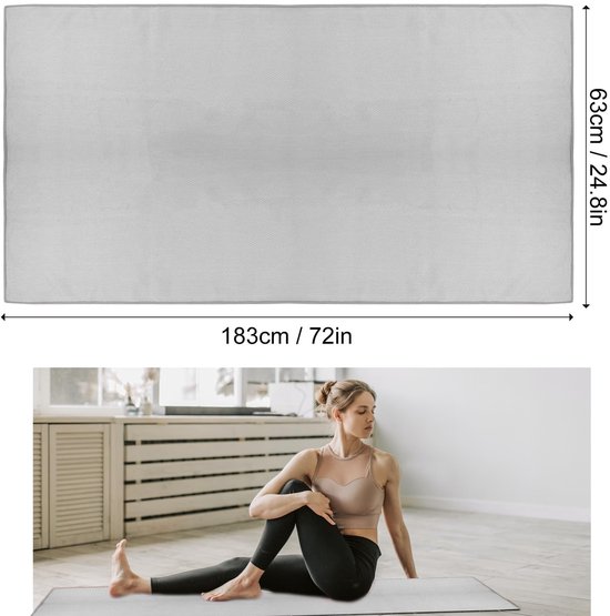 Dailygoody - Antislip yogamat - Yoga-handdoek met handgrepen - Blauw - Hot yoga - Ideaal voor pilates en bikram — afbeelding 5
