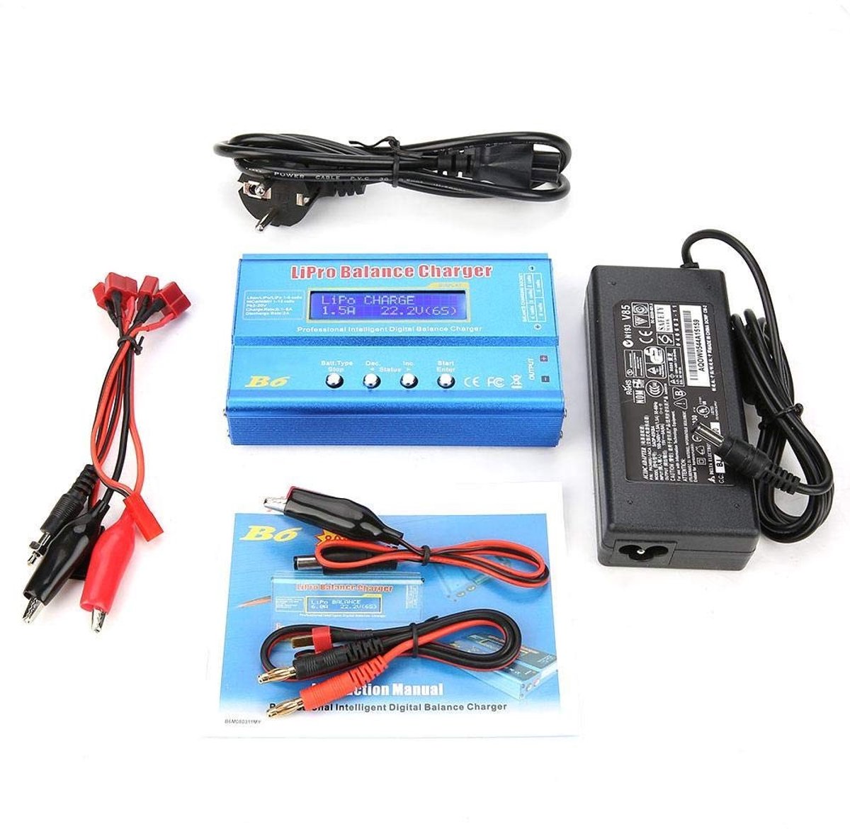 Dailygoods - 80W Digitale LCD Batterijlader - LiPo Li-ion Accu's - Balansfunctie - 1-6S/1-15S - Geschikt voor diverse batterijtypes - Compact formaat
