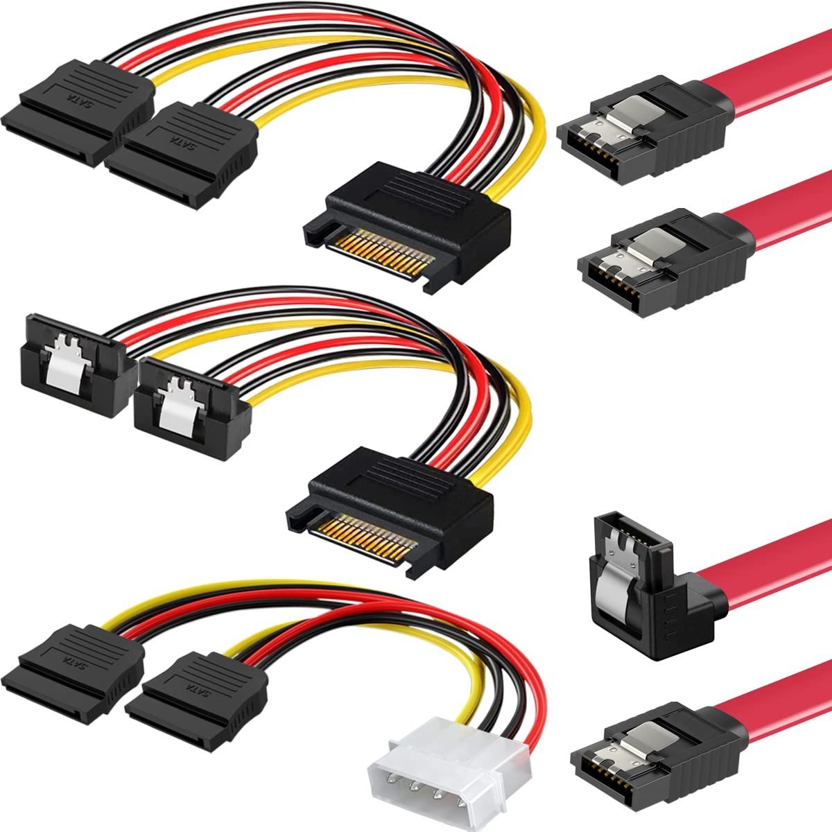 Dailygoody - SATA 3.0 SSD HDD Data Kabel Power Splitter - 5-delige Set voor Hard Drives