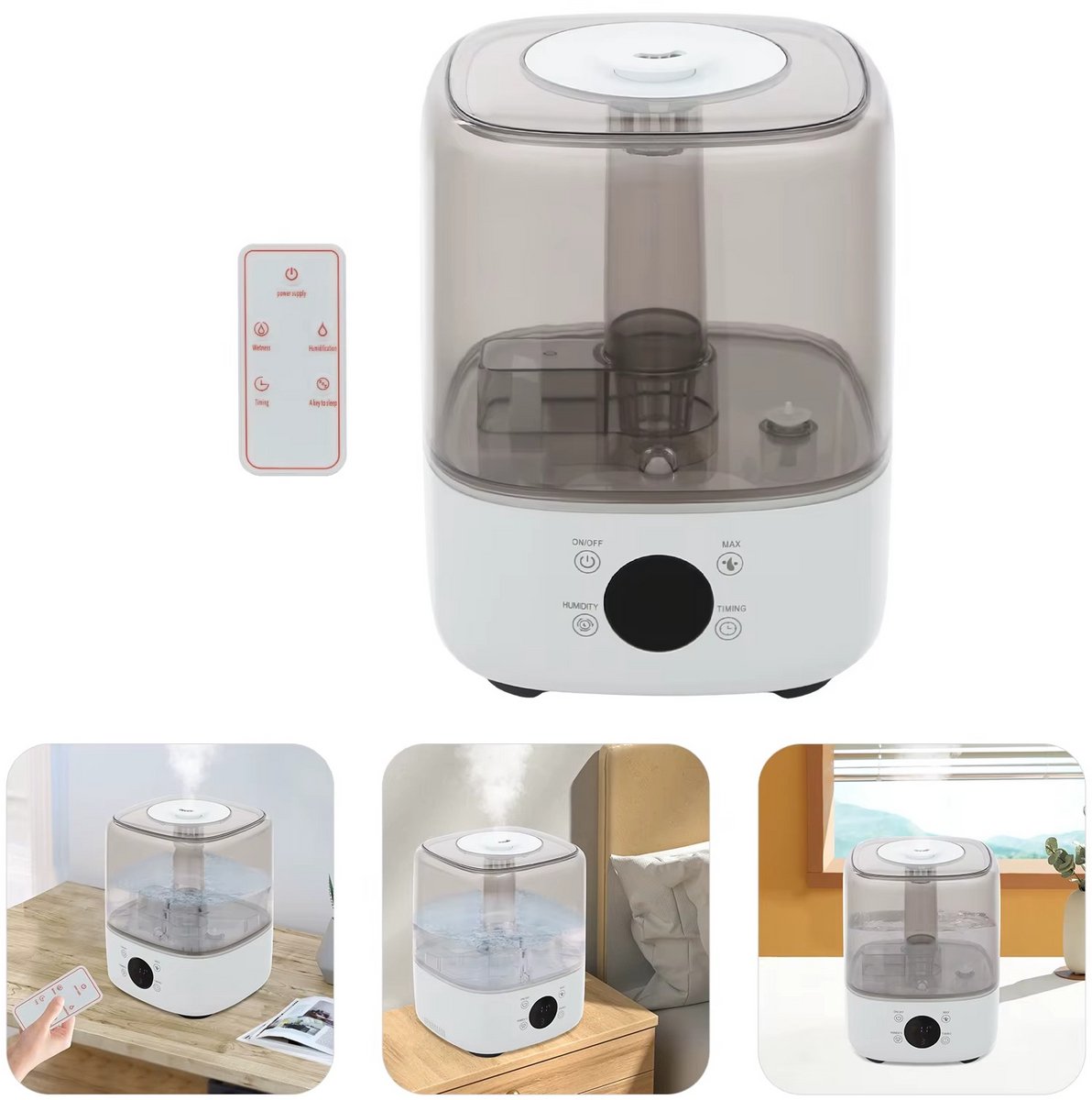 JOYNEXTBUY - Luchtbevochtiger - Humidifier - Aromadiffuser - Ultrasone - Golfluchtbevochtiger met timer - Geluidsarm - Plantenmist-geurverspreider - Wit