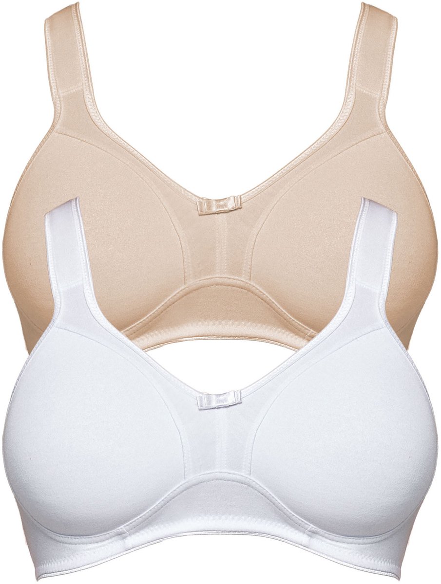 Susa 2-pack ontlastings-BH zonder beugel Basics witte cappuccino