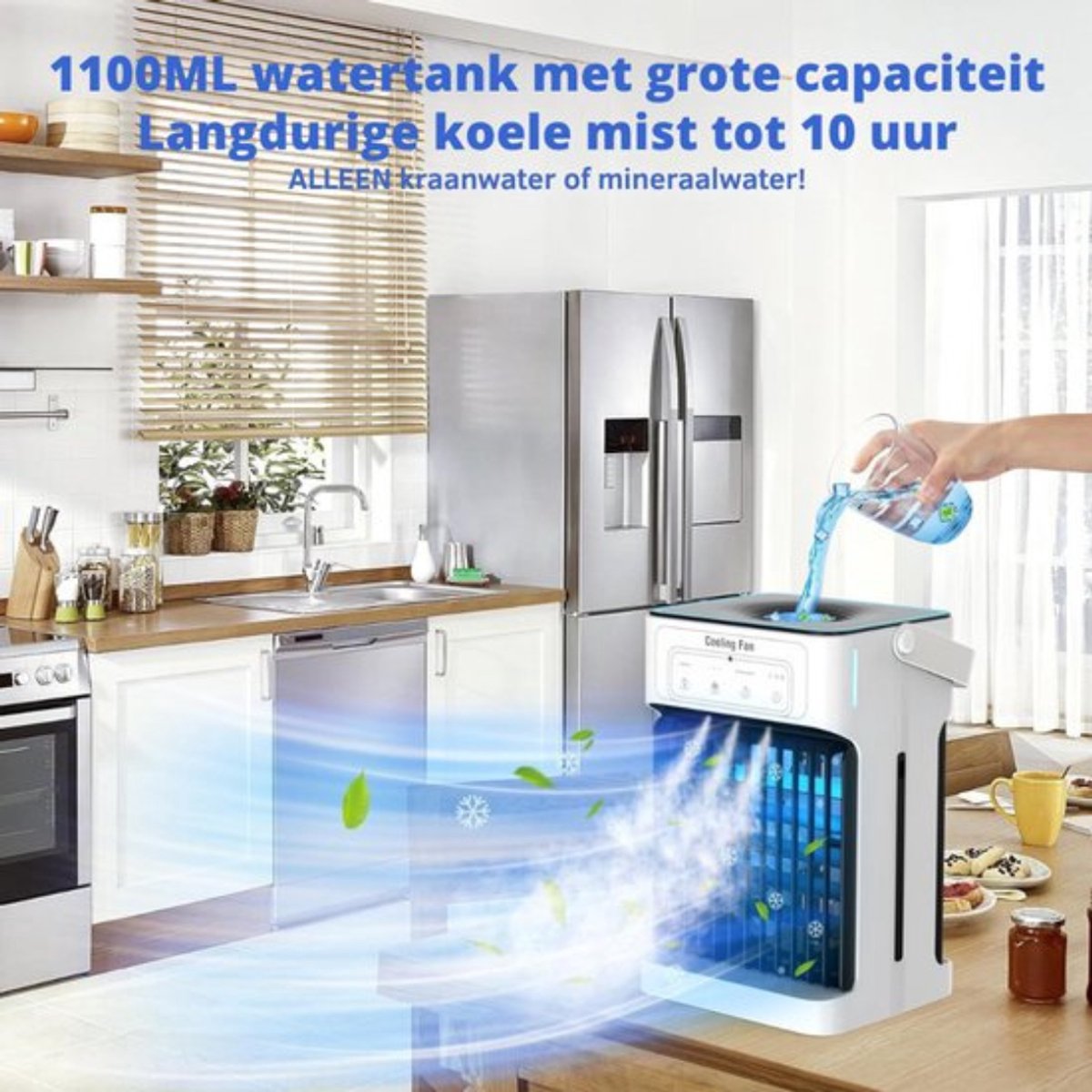 Thuys - Mobiele Airco Zonder Afvoer - Mobiele Airco Zonder Slang - Ventilator Met 3 Snelheden - Aircooler - Mobiele Airco Voor Slaapkamer – 7 LED kleuren - Compact Ontwerp – Wit – foto 2