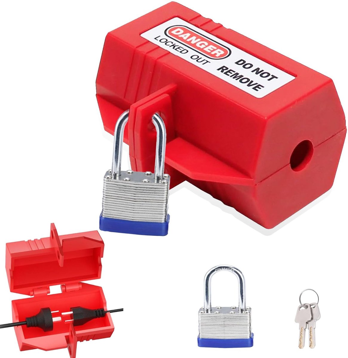 Dailygoody - Wasmachine Stopcontact Beveiliging - Stopcontact Beveiliging - Beschermende Doos voor Stroomkabels - Rood - Veiligheidsoplossing - Voor H