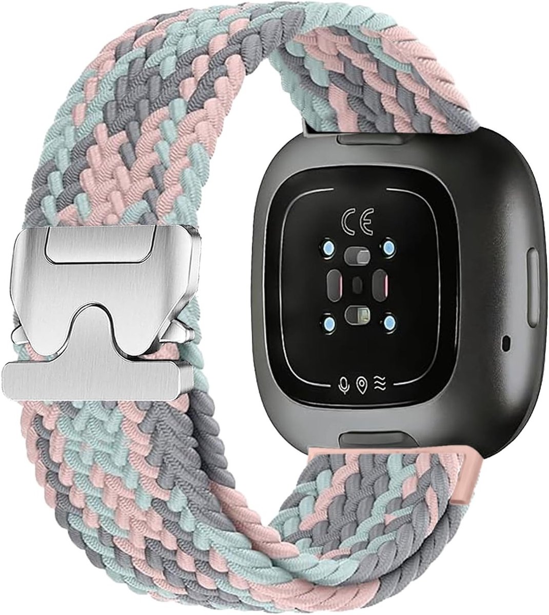 Unisex Sport Horlogeband van Geweven Nylon met Snelle Bevestiging voor Fitbit Versa 3, 4 en Sense 2, Ademend en Comfortabel voor Actieve Levensstijl