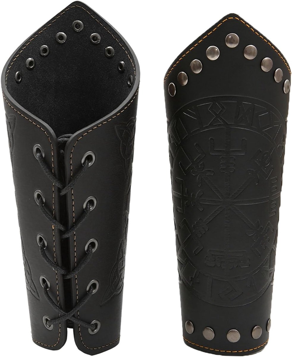 Middeleeuwse Leren Armbeschermers voor Viking Kostuums, Piraten, Halloween en Cosplay - Unisex Accessoires voor Feestjes en Carnavals