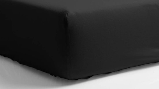 Snoozing - Katoen - Extra Hoog - Hoeslaken - Eenpersoons - 80x220 cm - Zwart
