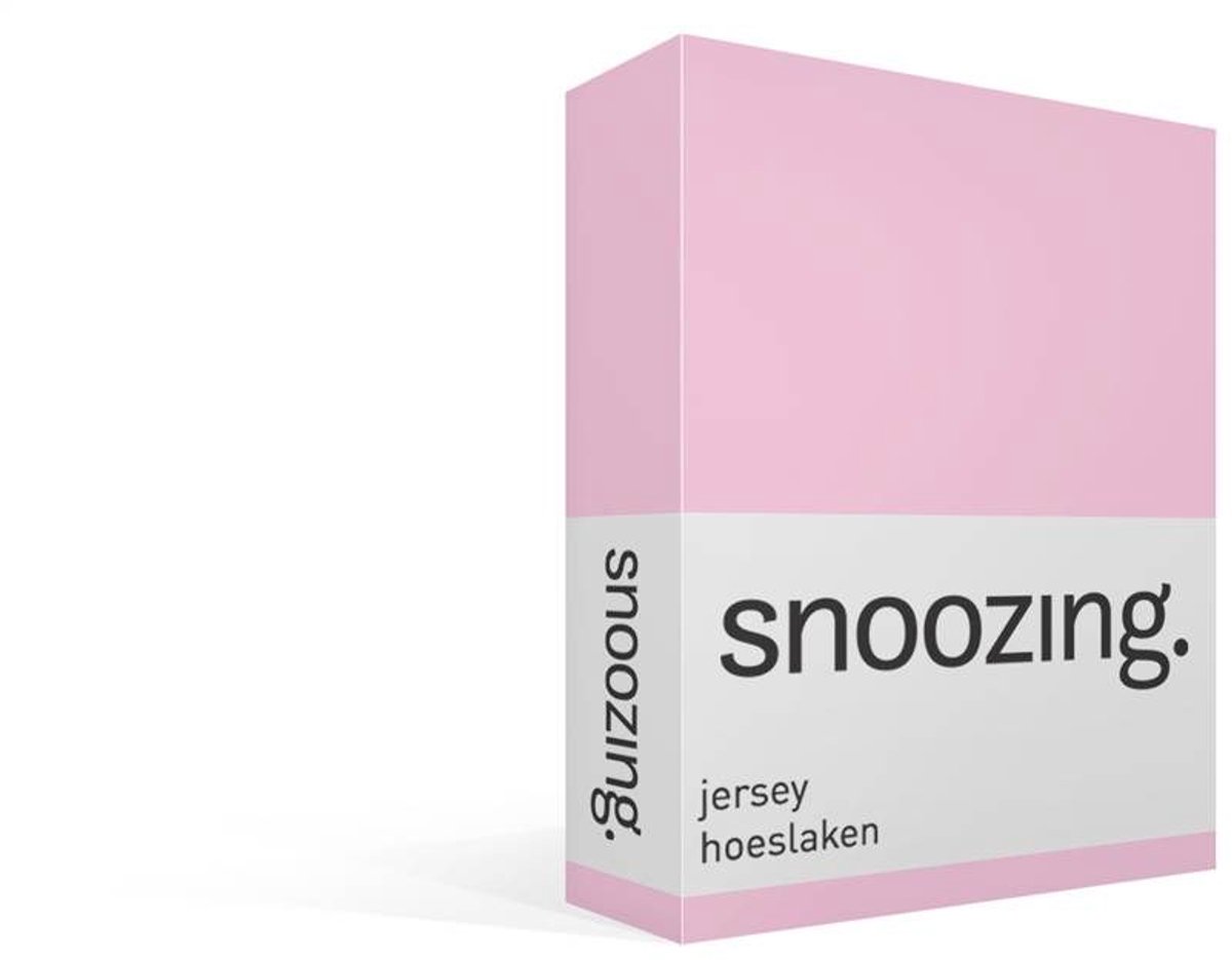 Snoozing Jersey - Hoeslaken - 100% gebreide katoen - 160x200 cm - Roze