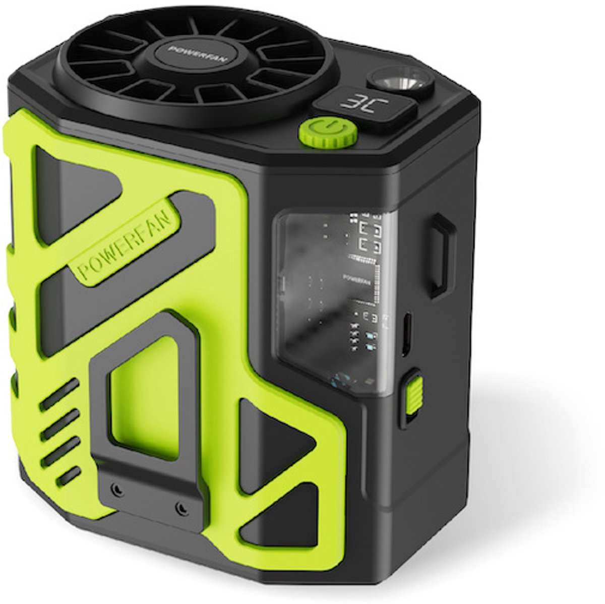VHV - Tailleventilator met clip - 6000mAh USB oplaadbaar, groen handsfree model voor buitenwerk, camping, wandelen en reizen