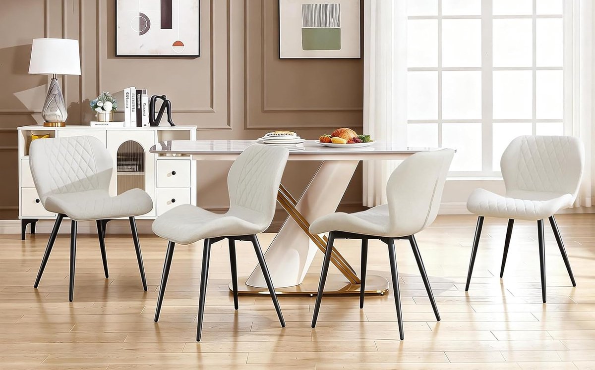 Eetkamerstoelen Set van 4 – Ergonomisch – Bruin – 43x54x78 cm – Industrohome