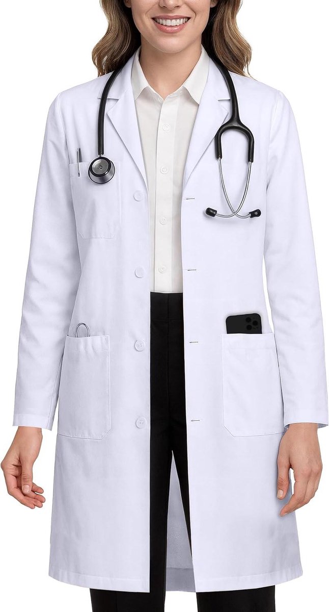 Dames laboratoriumjas - Witte jas - Professioneel werk - Vlekbestendig materiaal - 1 pak - Wit