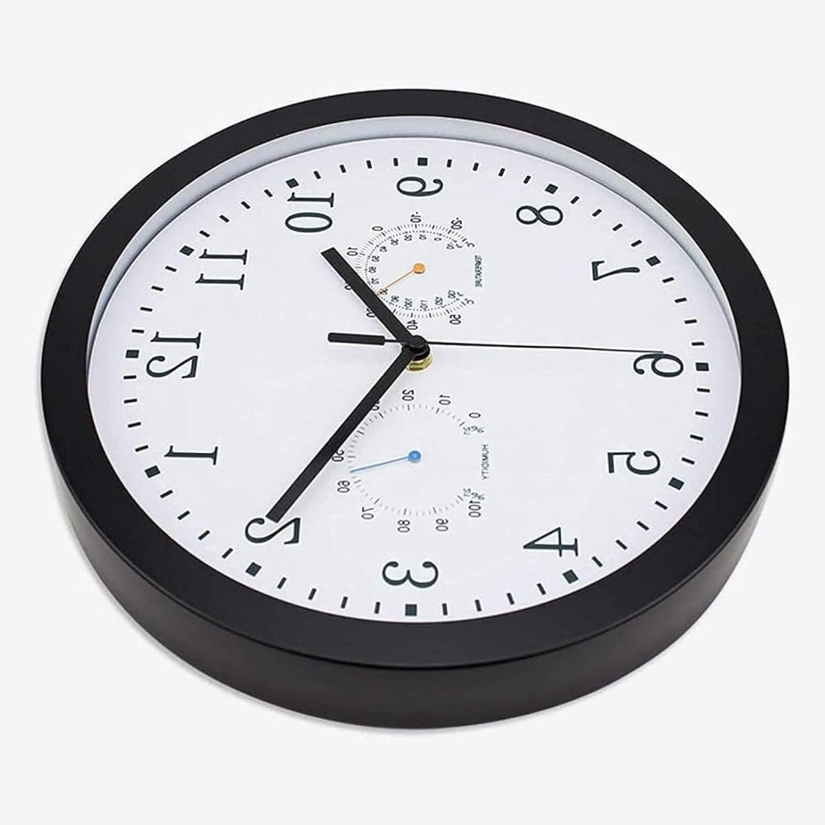 Buitenklok - Wandhorloge - Decoratief Tuin - Met Hygrometer - Diameter 10 Inch - Zwart