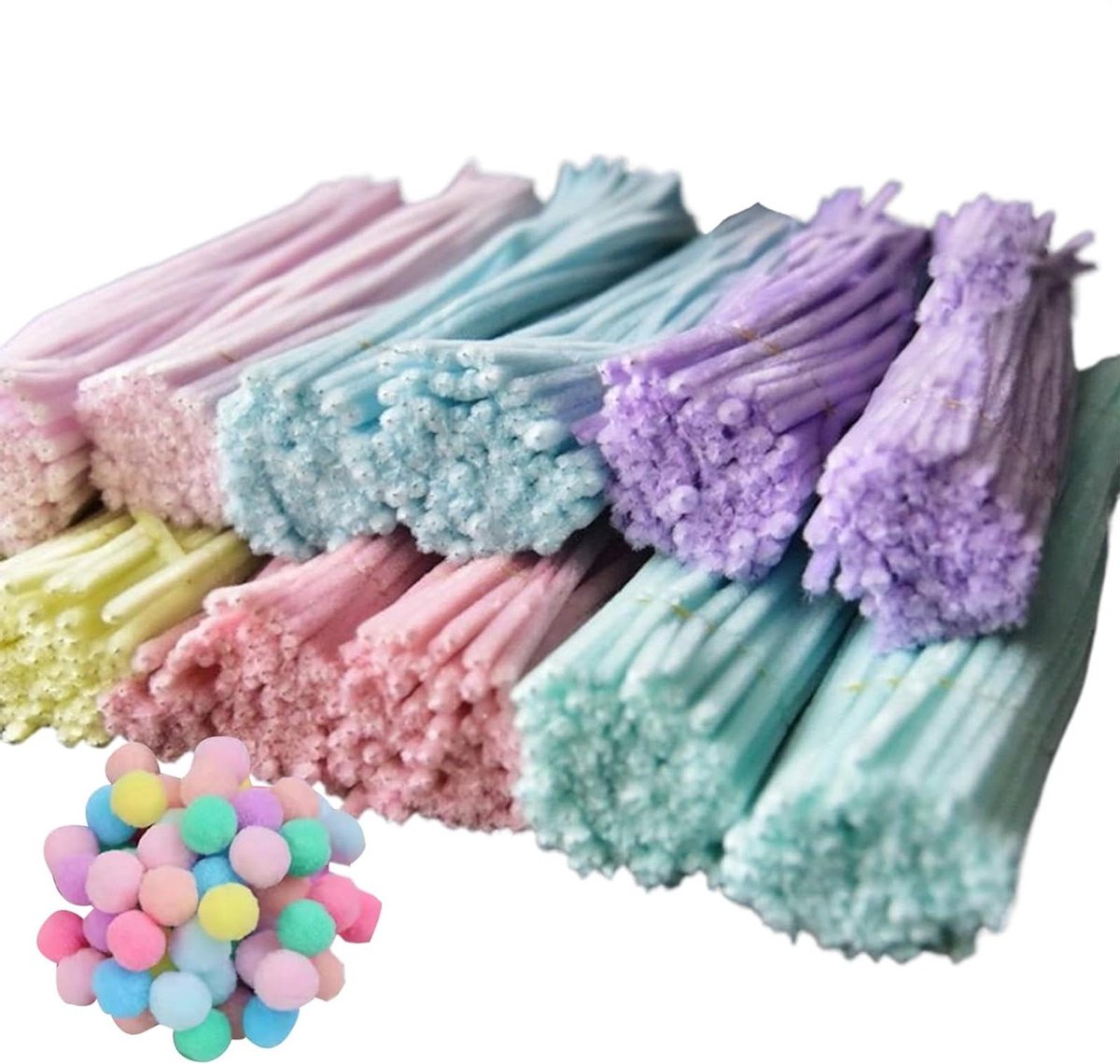 Pijpklemmen Handwerk - Draadstokken Pompons - Creatieve Decoraties Maken - Flexibele Staaldraadstaven - 200 Stuks - Kleurrijk