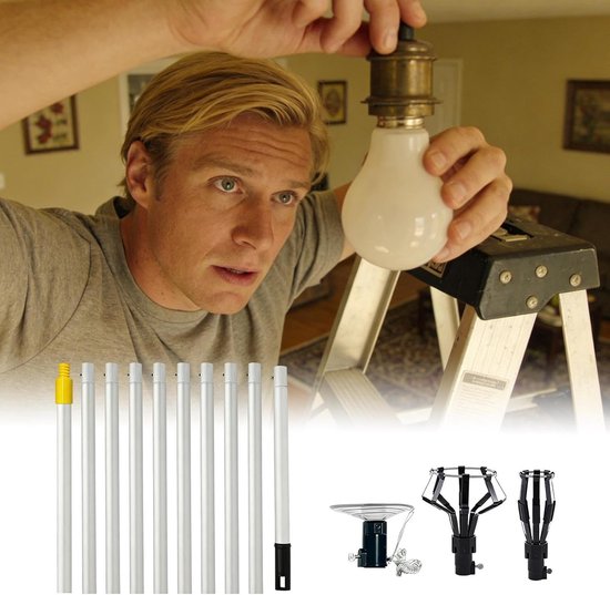 Telescopische Lichtwisselaar - Verlengstok Lamp - Lampen Vervangen - Zelfinstellende Klemming - 3698 cm - Grijs — afbeelding 5