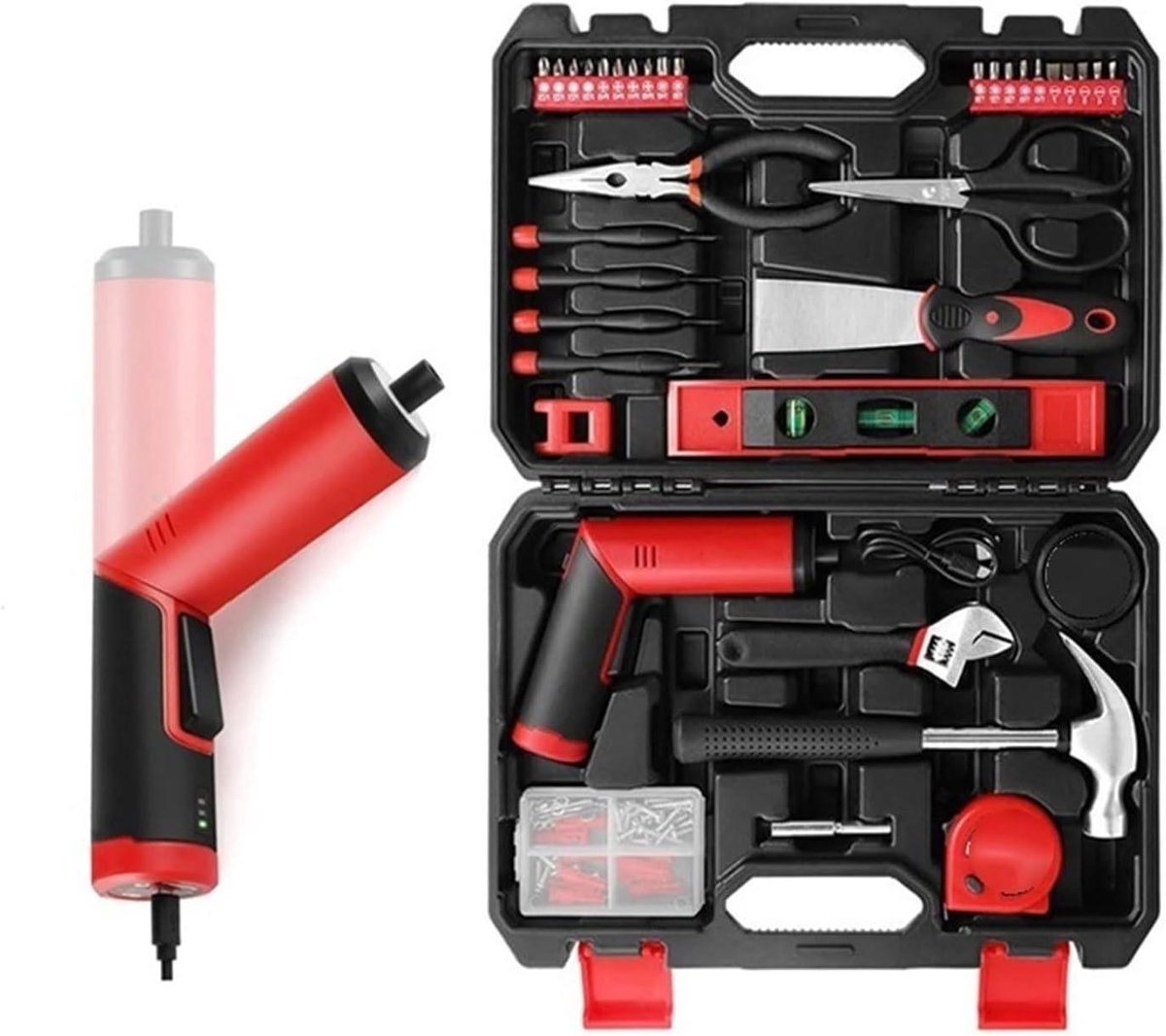 Gereedschapset - Handgereedschap kit - Huishoudelijk werk - 57-delige set - 4V schroevendraaier - One Color