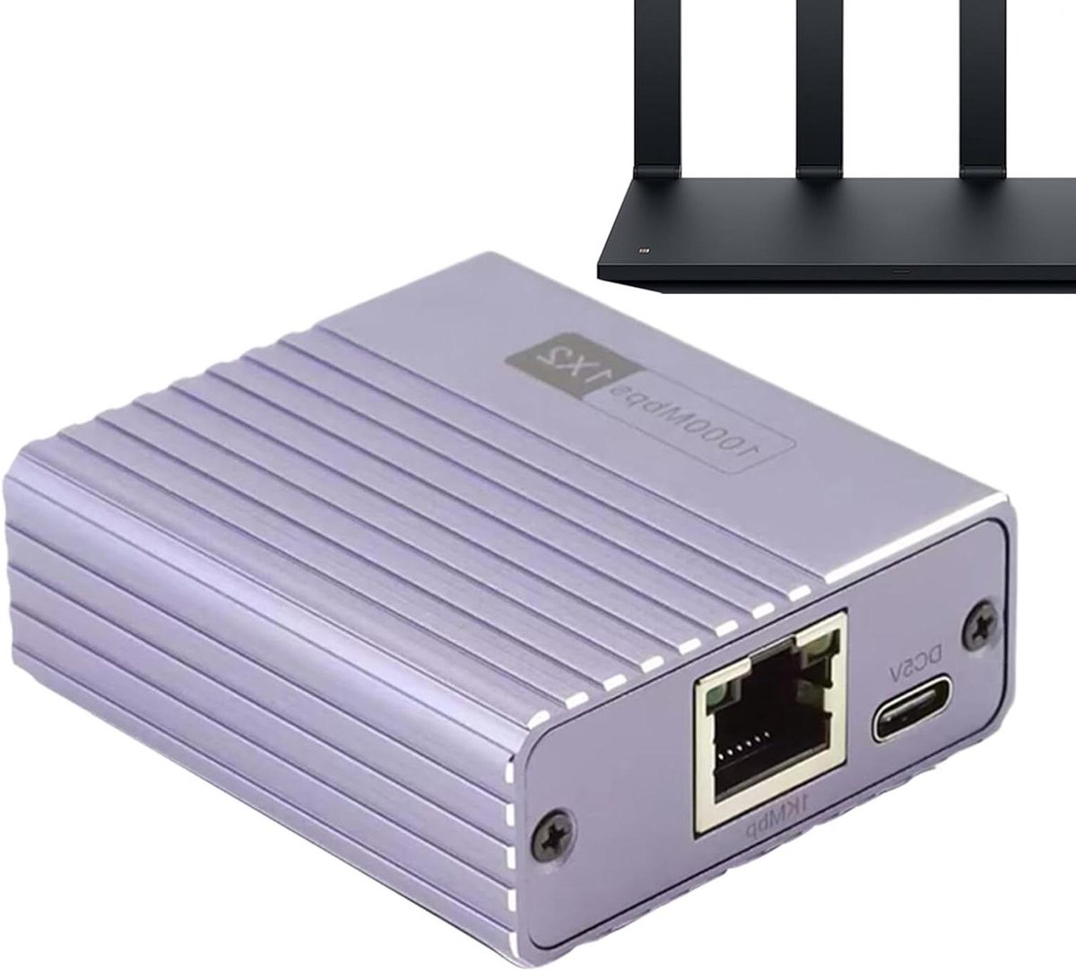 Netwerk Splitter - Ethernet Adapter - Netwerk Uitbreiding - Hoge Snelheid 1000Mbps - 1 naar 4 poorten - Paars