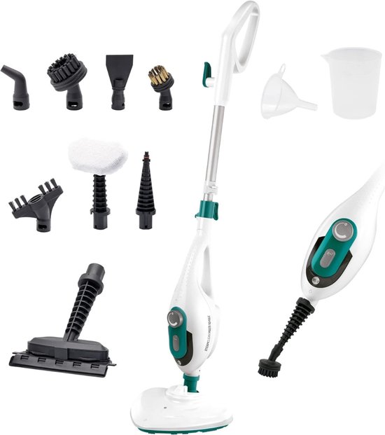 YOR® Stoomreiniger Bank - Vlekkerreiniger - Tapijtreiniger - 1350W - 10 in 1 - Groen/Wit - 57cm x 17cm x 20cm