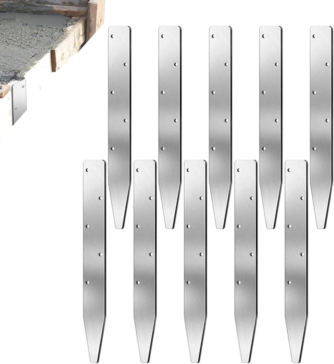 Bekistingspalen Beton - Herbruikbare Pinnen - Tuin Afbakening - Roestwerende Coating - 10