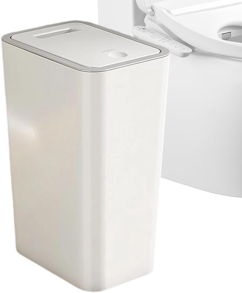 Prullenbak Met Deksel - Afvalbak Keuken - Ruimte Besparen - Geur Dicht - 10 Liter - Wit