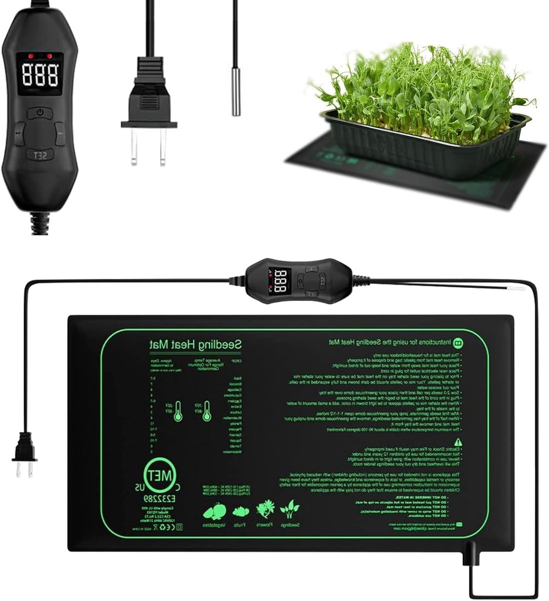Verwarmingsmat voor Planten met Thermostaat - Ideaal voor Binnenkassen, Temperatuurregelin