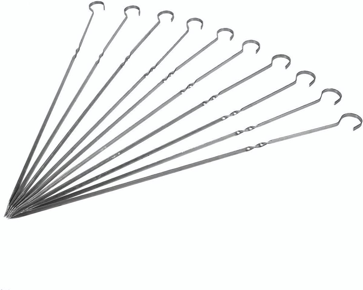 BBQ Spiesen Set - Metaal Grillen - Buiten Koken - Roestvrij Staal - 40 cm 10 Stuks - Zilver