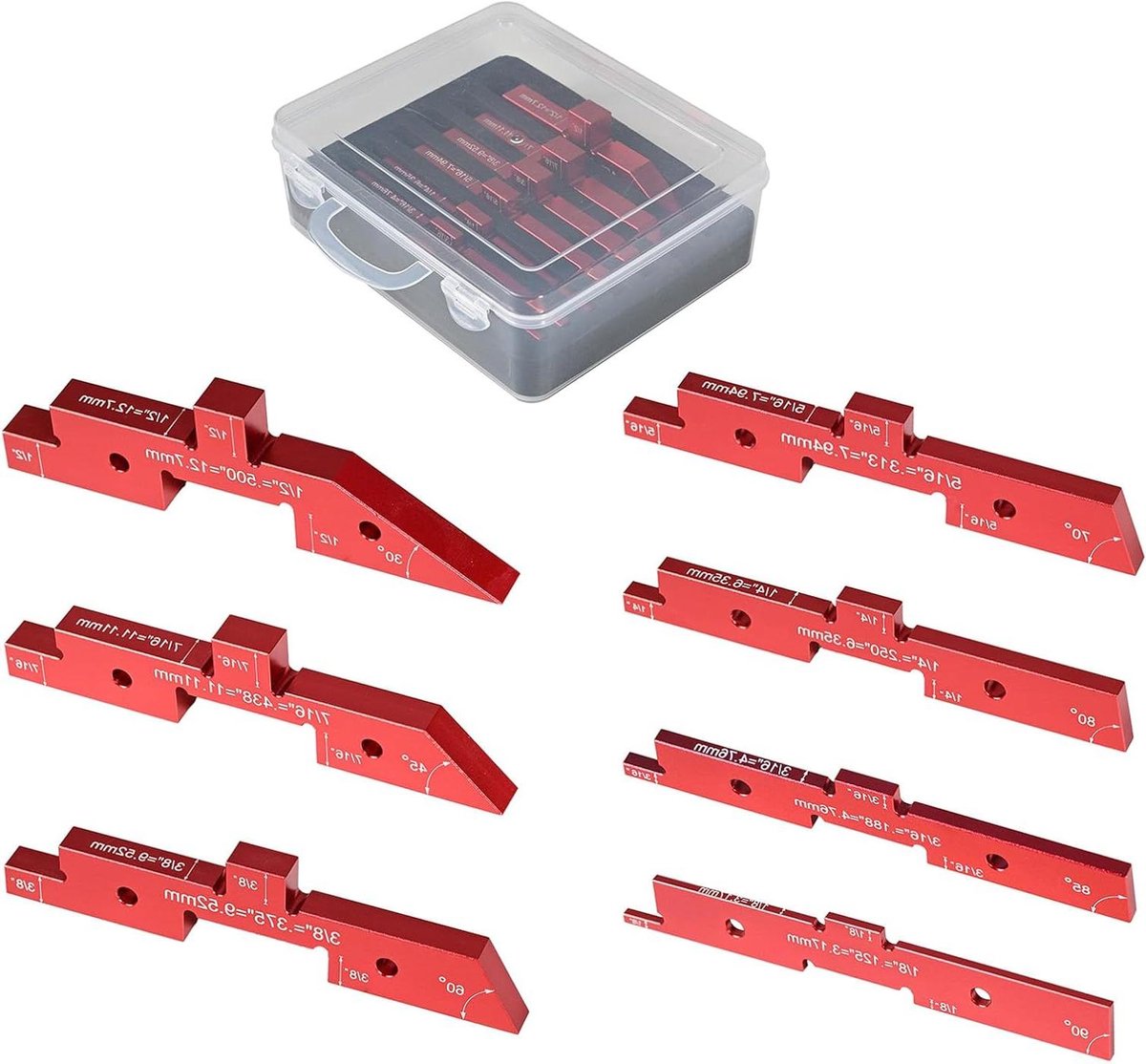 Houtbewerking Setup Blokken - Meet Blokken Set - Precisie Meten - Duurzaam Aluminium - 7 Delig - Zilver