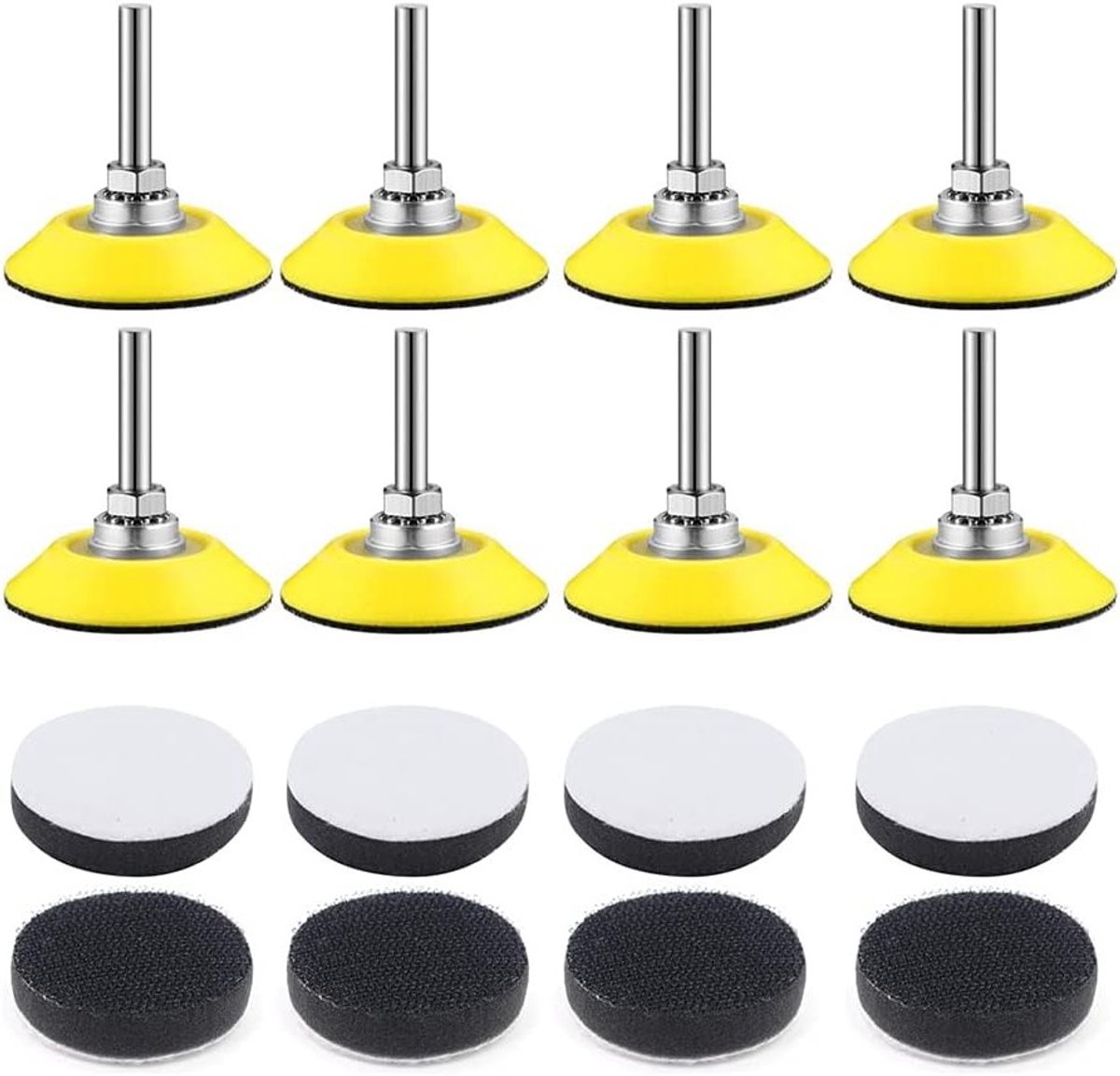 Polijstpad Adapter - Schuurpads met Spuitkussens - Set van 8 - Geel