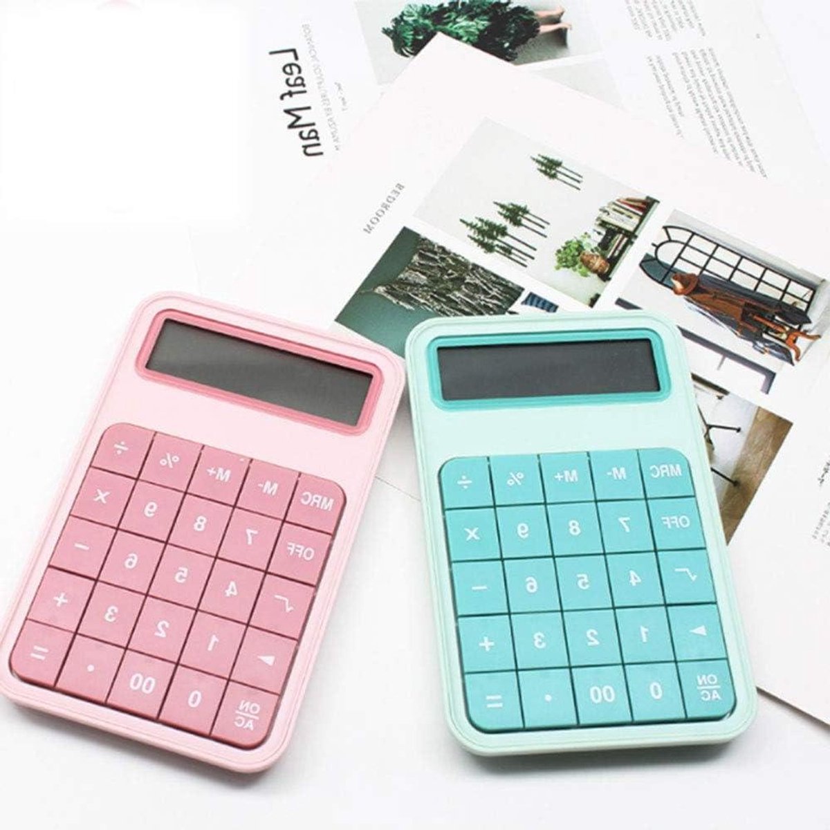 Bureau Rekenmachine - Desktop Calculator - Dagelijkse Berekeningen - Groot LCD Display - 12 Cijfers - Groen