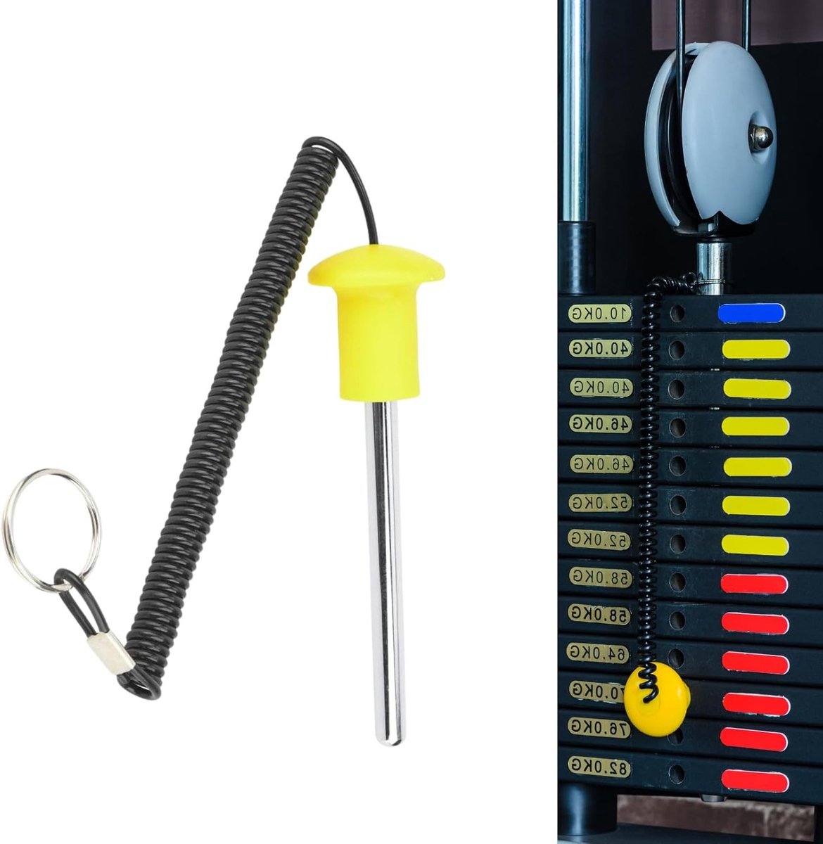 Verstelbare Gewichtspen voor Pile Training - Fitness Accessoire met Magnetische Bevestiging, Geel, IJzer, Geschikt voor Krachttraining en Bodybuilding