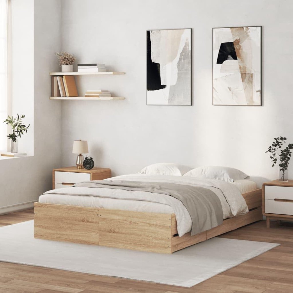 Bedframe met laden - Opbergladen bed - Slaapkamer organiseren - Stevige multiplex latten -