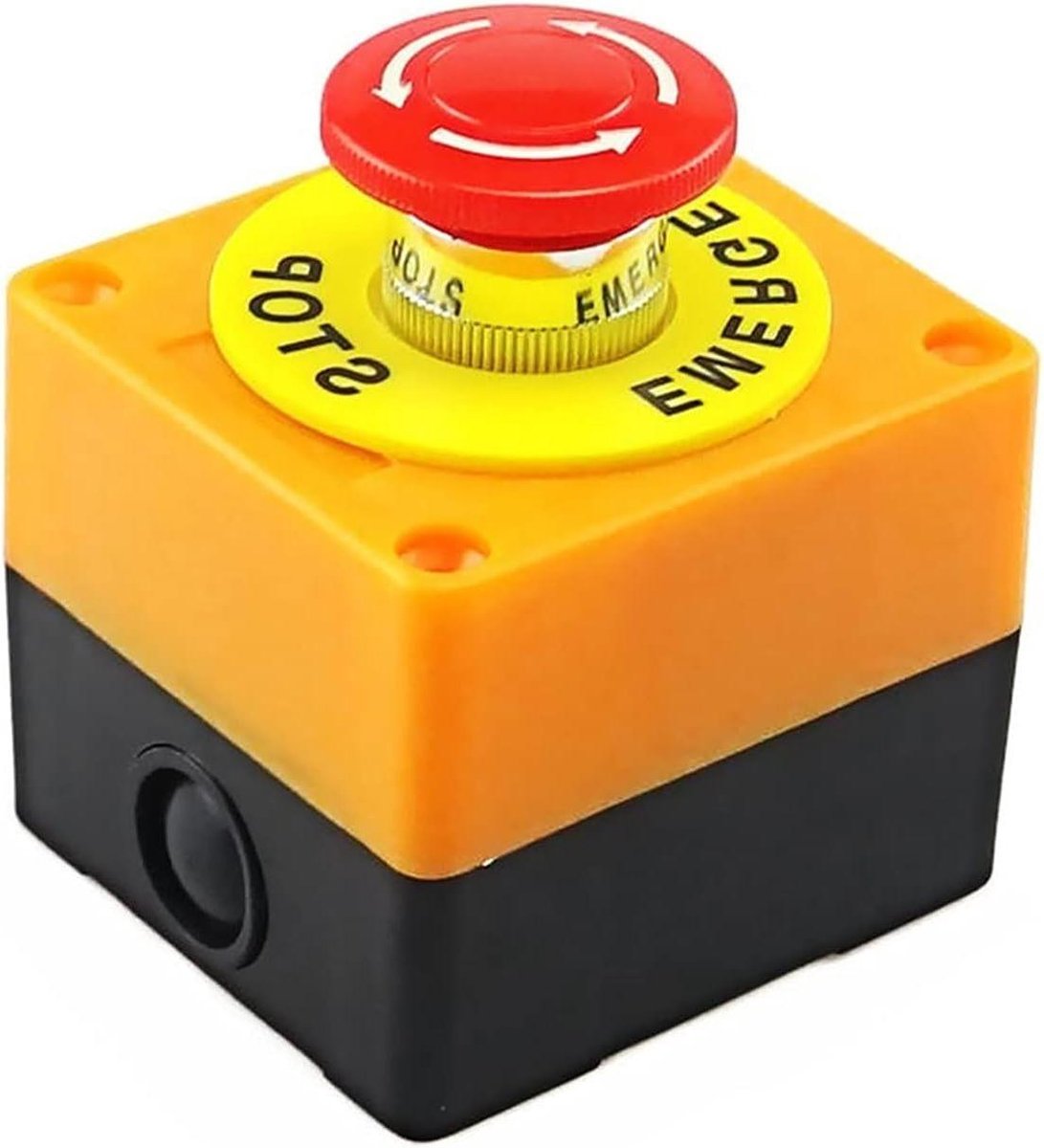 Drukknop Schakelaar - Noodstop Paddestoel - Industriële Controle - DPST Twee Kringen - 22 mm Paneel - Rood