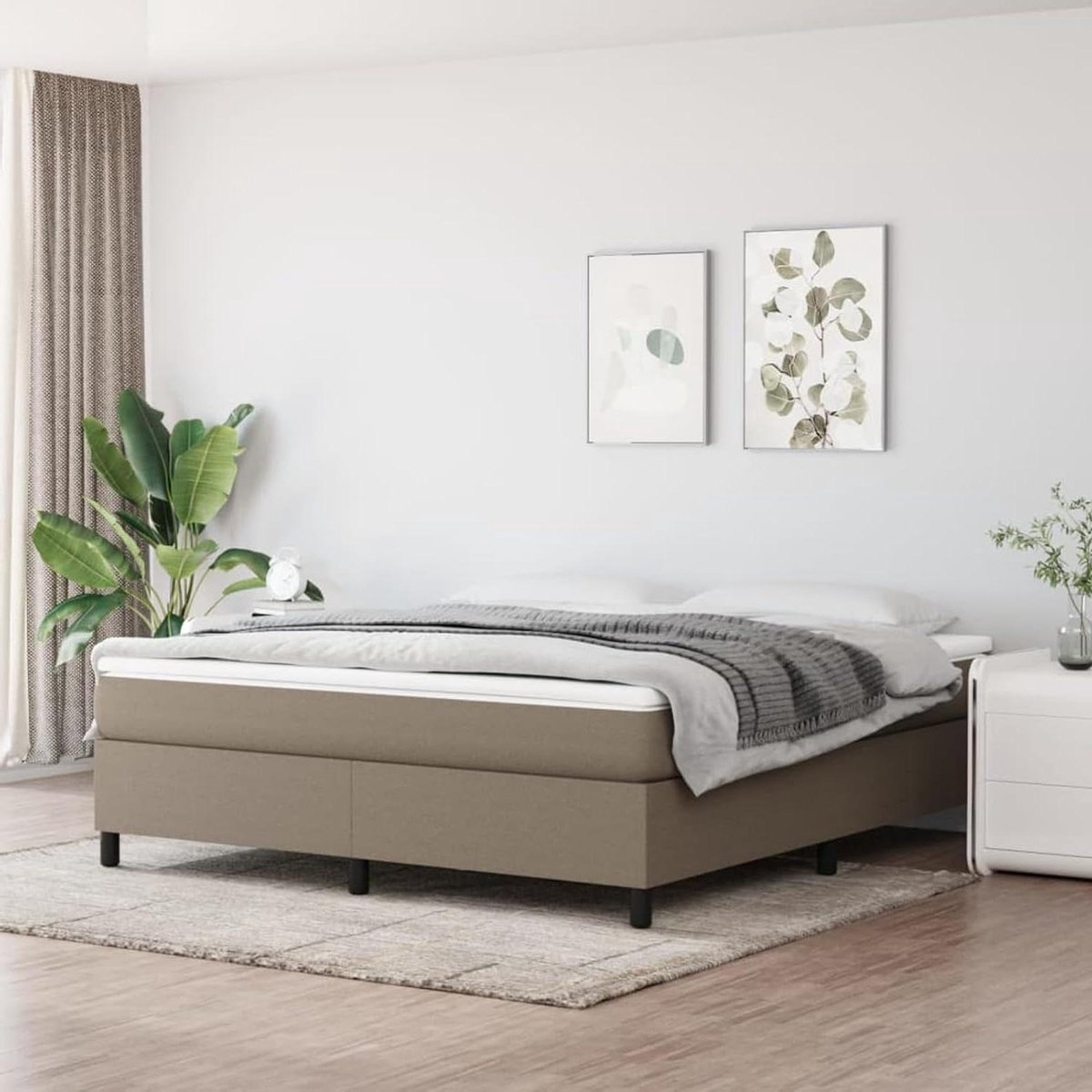 Bedframe - Boxspring frame - Rustige slaap - Ademende stof - 180 x 200 cm - Grijs