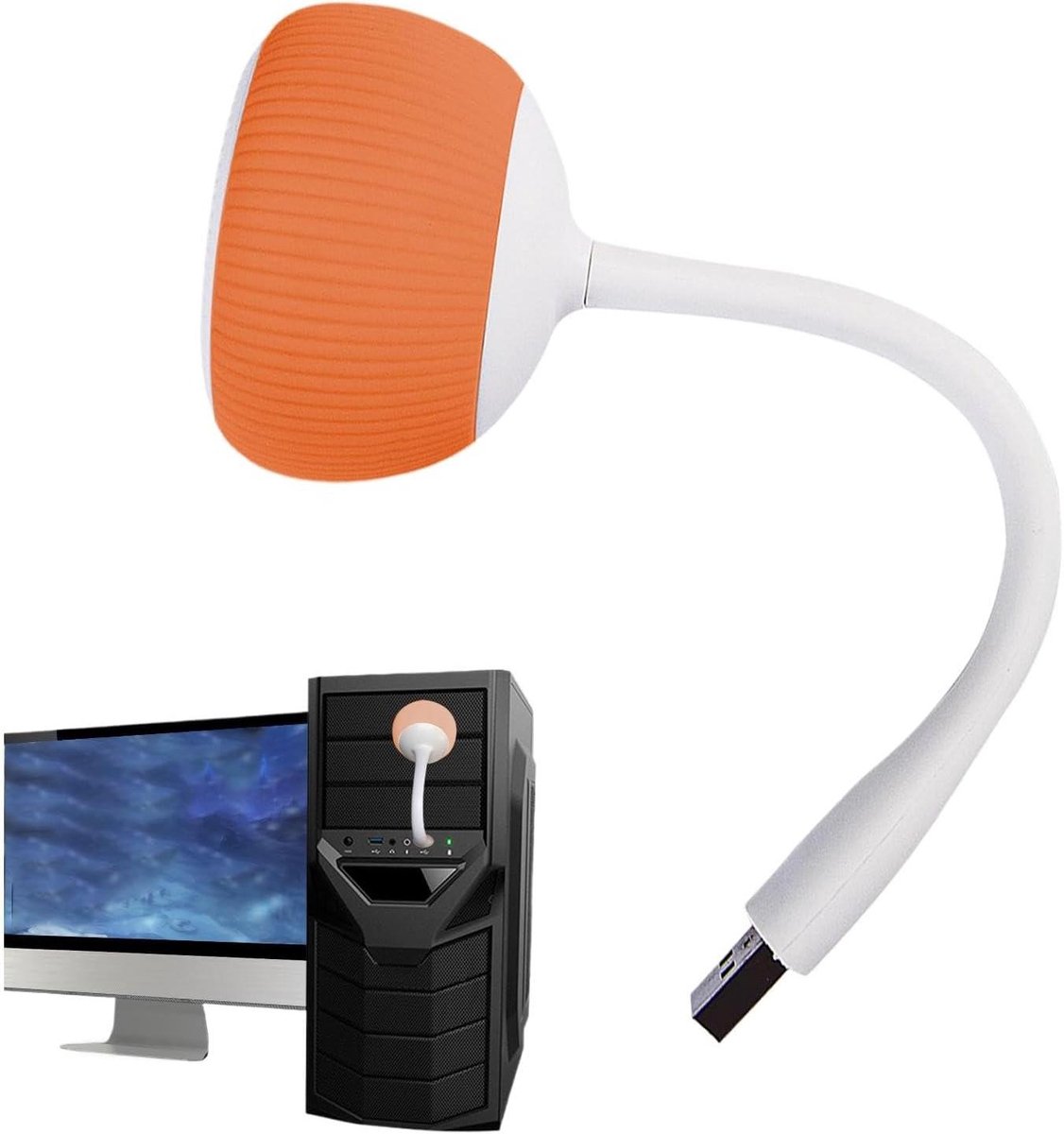 Computer Luidsprekers - Tafelluidspreker Soundbar - Online Vergaderingen - Opvouwbare Kabel - 8x6x8 cm - Oranje