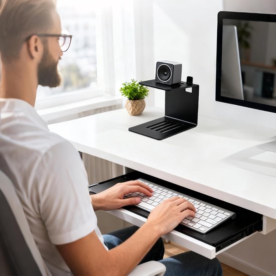 Bureau Luidsprekerstands - Speaker Bureau Houder - Verbeterde Audio - Verstevigd Stalen Frame - 20x16x14 cm - Zwart — afbeelding 3