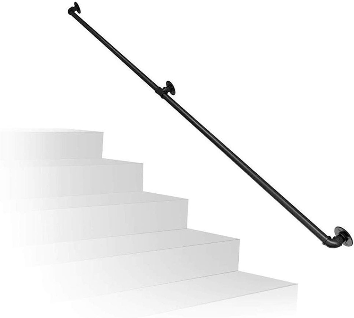 Zwarte leuning - Trapleuning kit - Veiligheid thuis - Roestwerende coating - 7 cm afstand muur - Zwart
