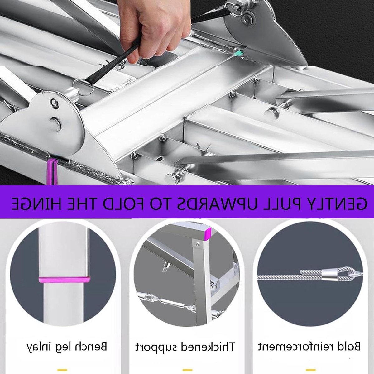 Opvouwbare steigerladder - Werkbank kruk - Veilig werken - In hoogte verstelbaar - 140 cm - Zwart