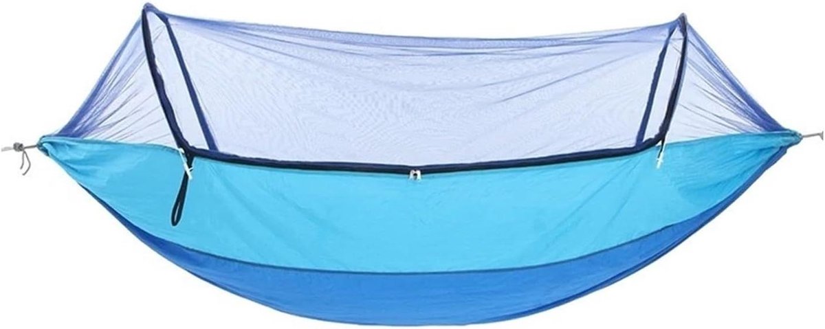 Kampeerhangmat - Dubbele hangmat - Buiten ontspannen - Met klamboe - 260 x 140 cm - Blauw