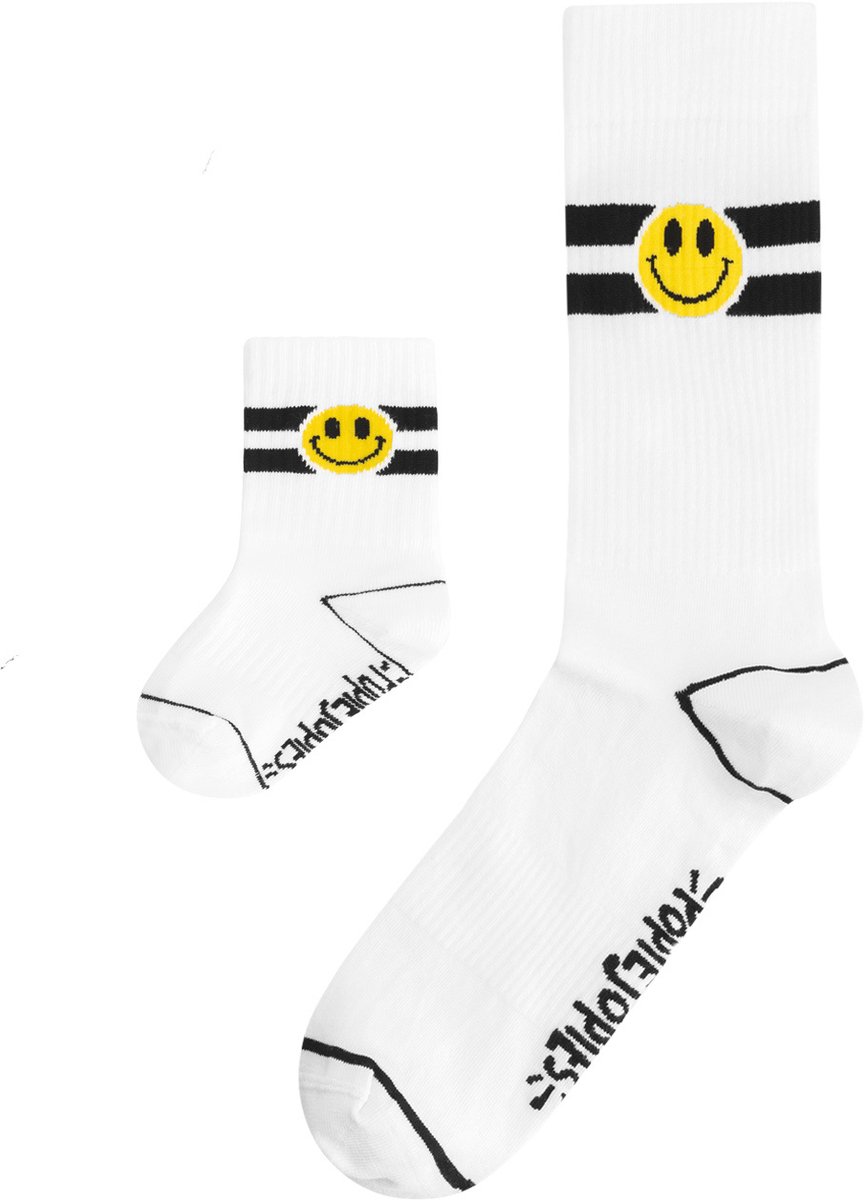 Popiejopies matching sokken Retro Smile | maat: 36-40 + 12-24 maanden | sportsokken