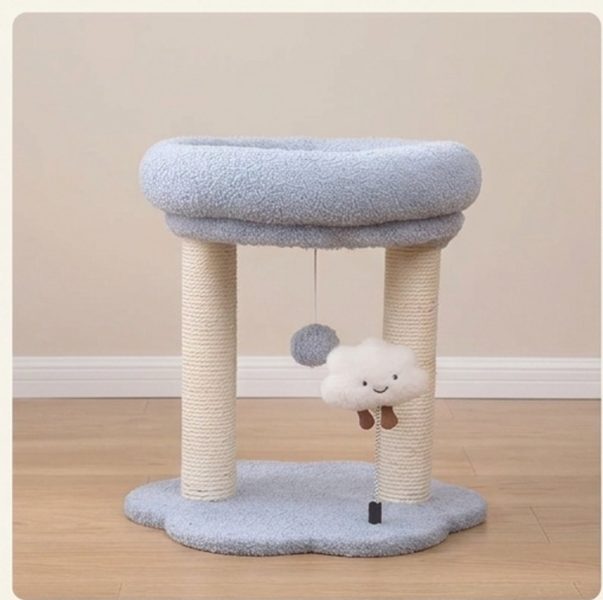 Luxe Kattenboom 40 cm – Kattentoren met Meerdere Niveaus, Krabpalen & Springplatformen – Stabiel Kattenklimrek voor Binnenkatten – Ruimtebesparend Kattenmeubel (Blauw) - Ganeey