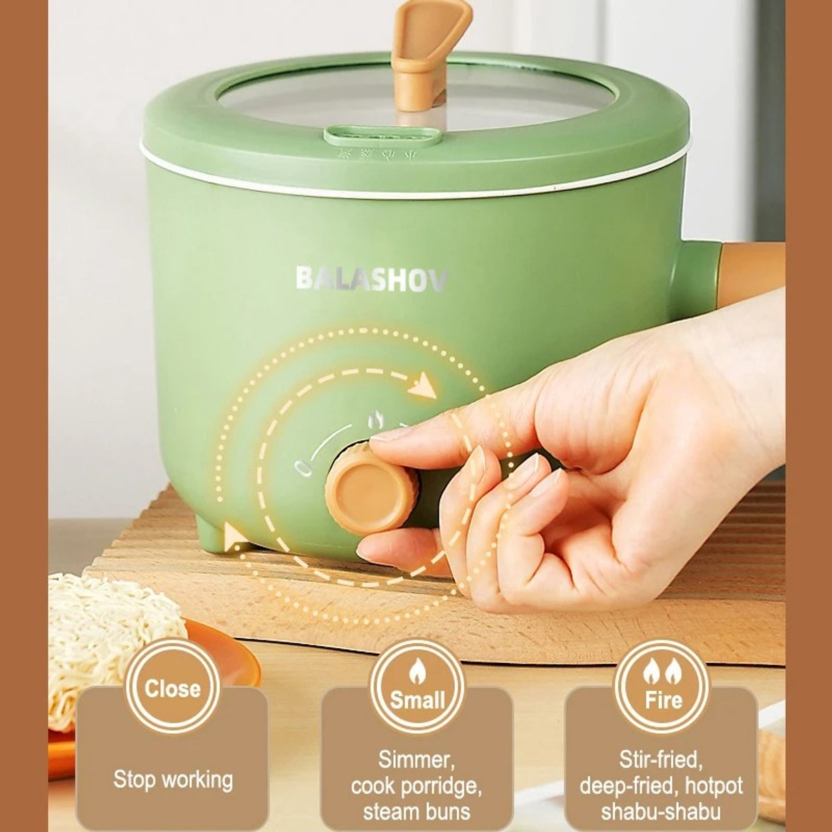 Innovastore Multifunctionele Pan - Rijstkoker - Huishoudelijk Apparaat - Stoompan - Slowcooker - Kookpot - Multicooker - 1.8L – foto 3