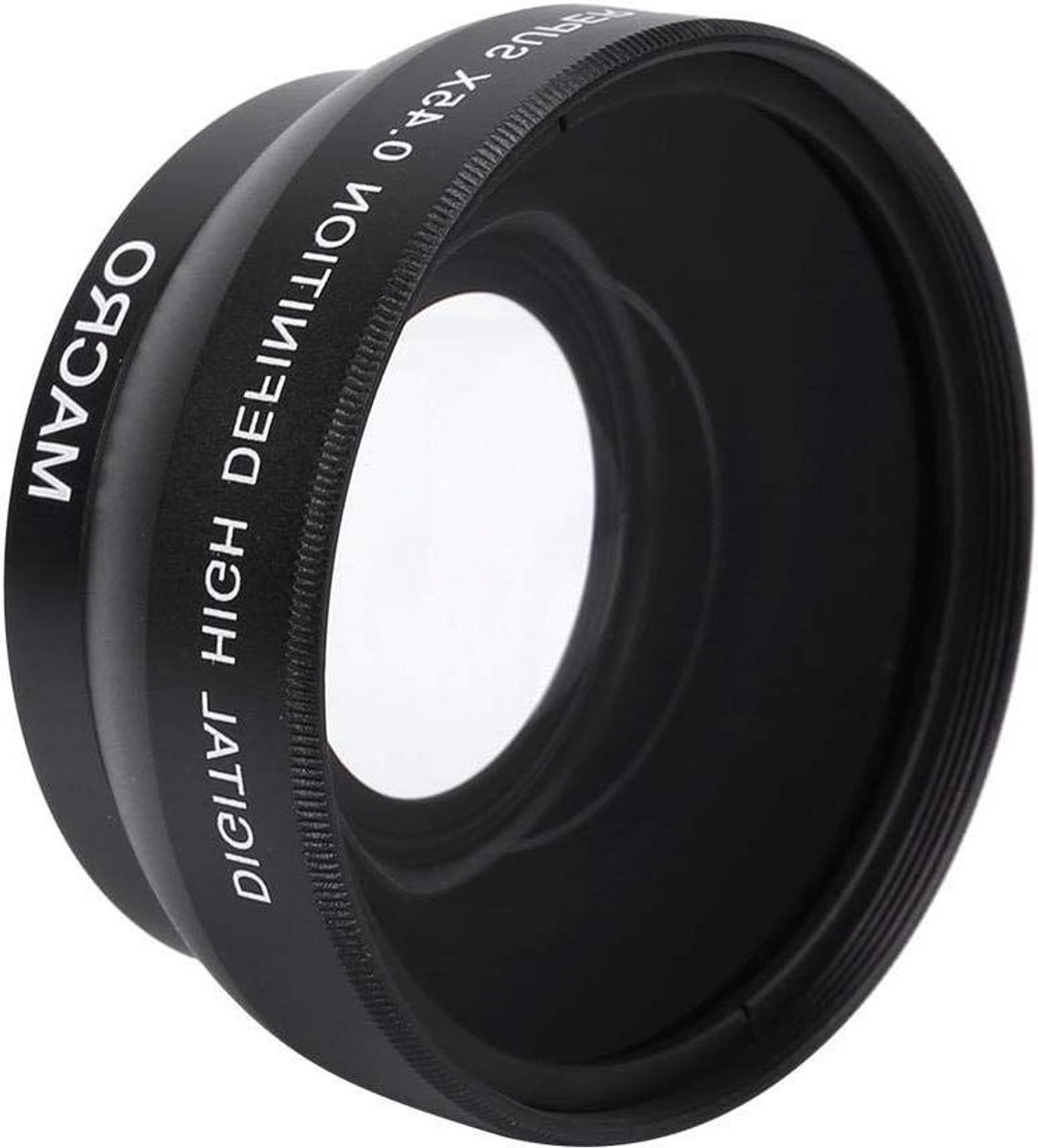 Groothoek Cameralens - Extra lens - Landschap Fotografie - 045x Vergroting - 49mm Filterdraad - Zwart