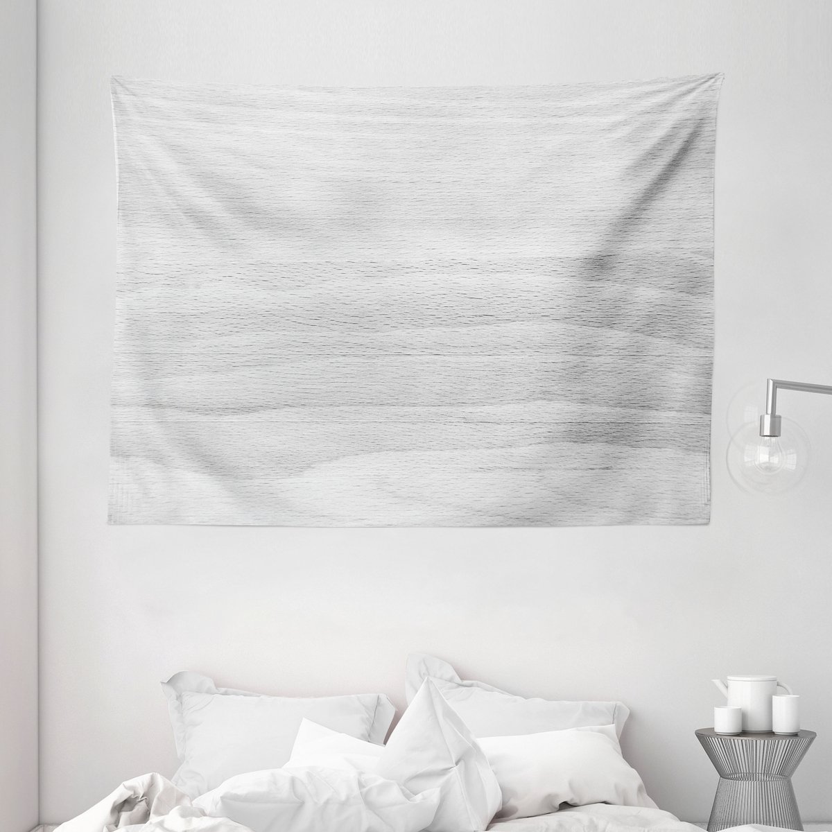 ABAKUHAUS Grijze wandtapijt en sprei, close-up van houten oppervlak, 150 x 110 cm, lichtgrijs